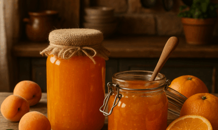 Abricots mûrs et pots de confiture pour préparation artisanale