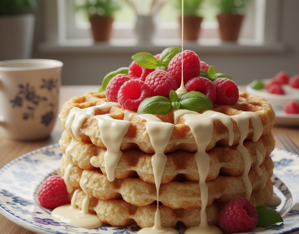 découvrez une recette originale de gaufres au chocolat blanc, framboises et basilic, parfaite pour surprendre vos invités avec une association gourmande et raffinée. idéale pour un dessert créatif et plein de saveurs !