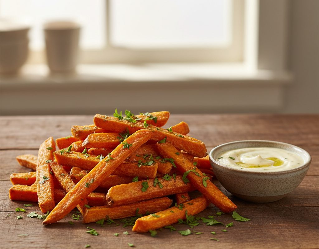 découvrez comment préparer des frites de patates douces au four délicieusement croustillantes et saines. une recette facile, healthy et gourmande pour accompagner vos plats en toute légèreté !
