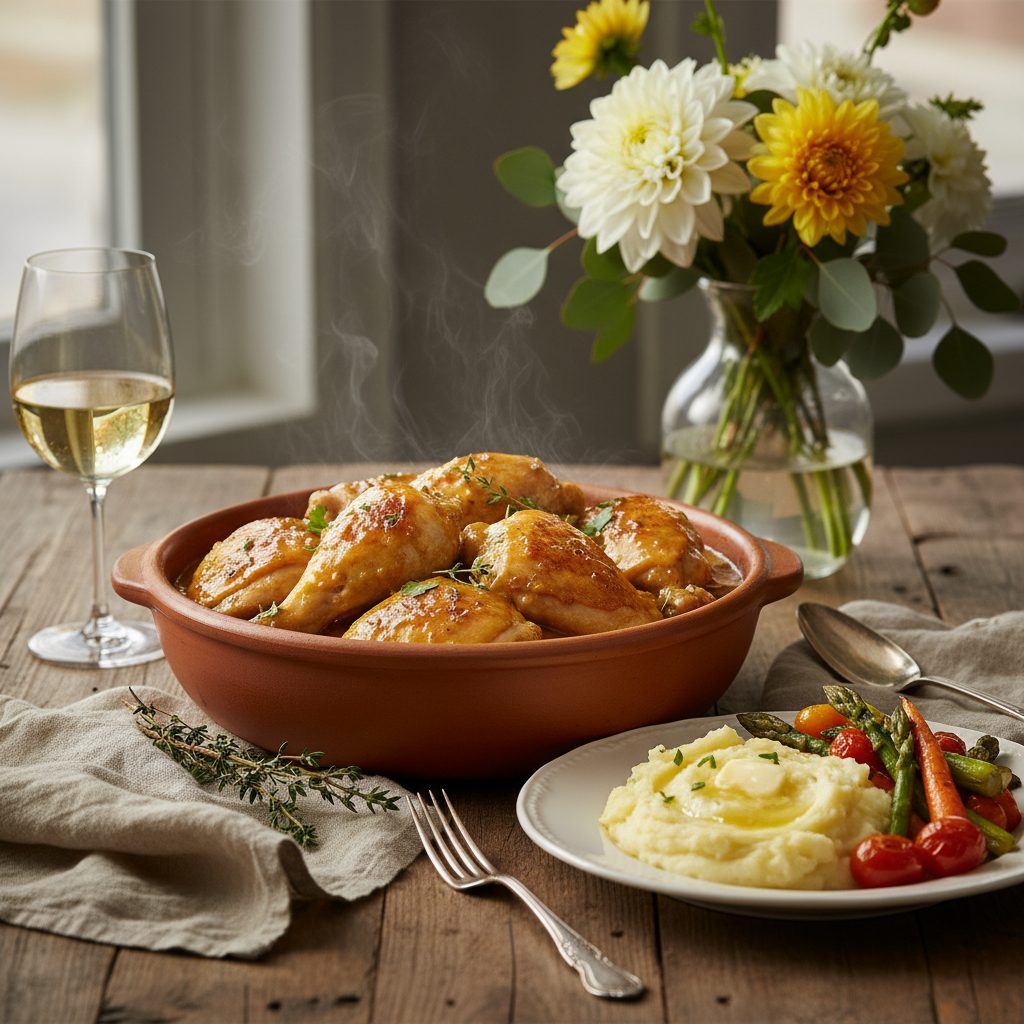 découvrez comment préparer un délicieux poulet au vin jaune la veille et comprenez pourquoi ce plat révèle toutes ses saveurs le lendemain. astuces, cuisson et conseils pour un résultat encore plus savoureux !