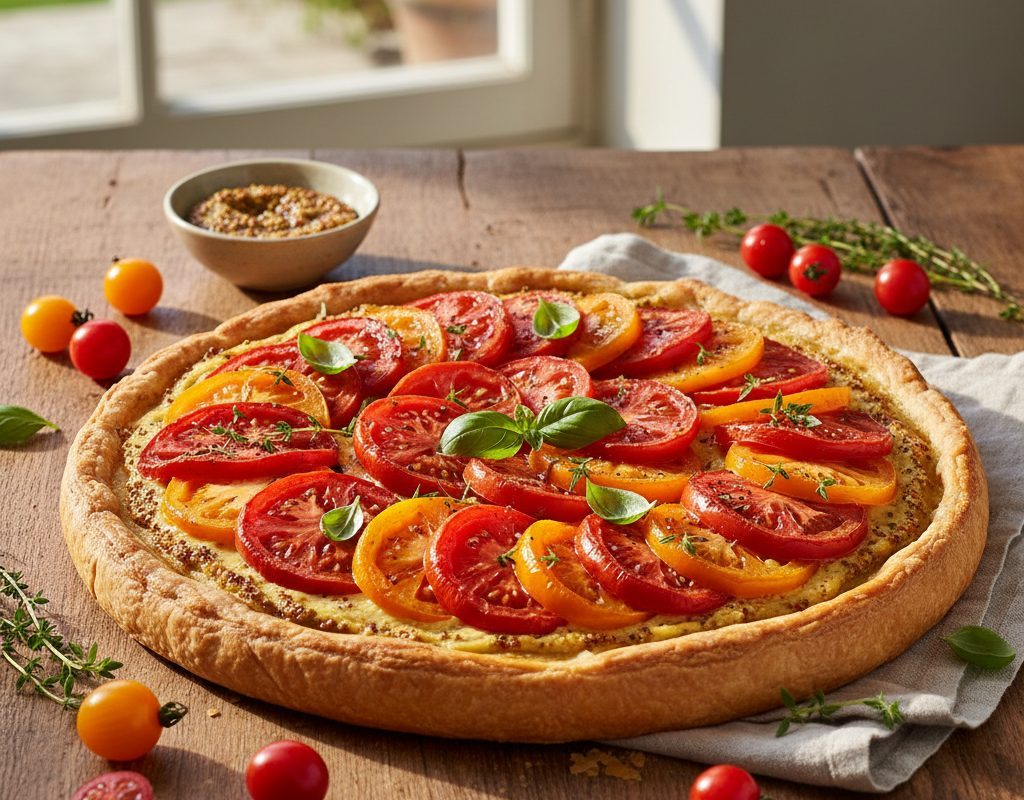 découvrez une délicieuse recette de tarte à la tomate et moutarde provençale, idéale pour l'été. facile à préparer, savoureuse et pleine de soleil, cette tarte ravira vos papilles et celles de vos invités !
