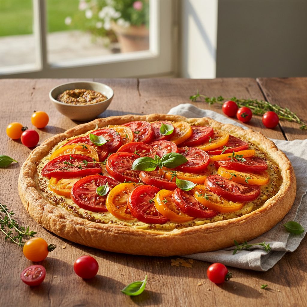 découvrez une délicieuse recette de tarte à la tomate et moutarde provençale, idéale pour l'été. facile à préparer, savoureuse et pleine de soleil, cette tarte ravira vos papilles et celles de vos invités !