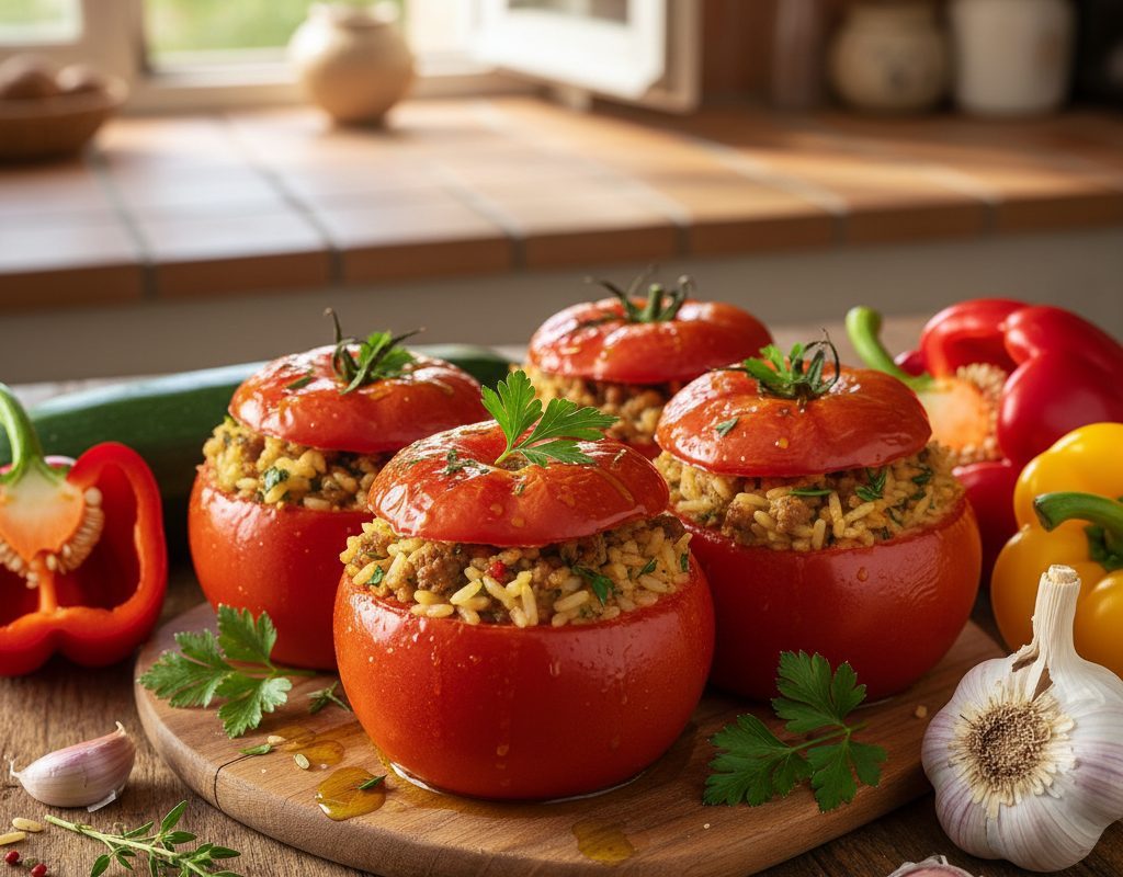 découvrez la recette authentique des tomates farcies de grand-mère avec riz, une spécialité traditionnelle du sud de la france. simple, savoureuse et généreuse, à partager en famille !
