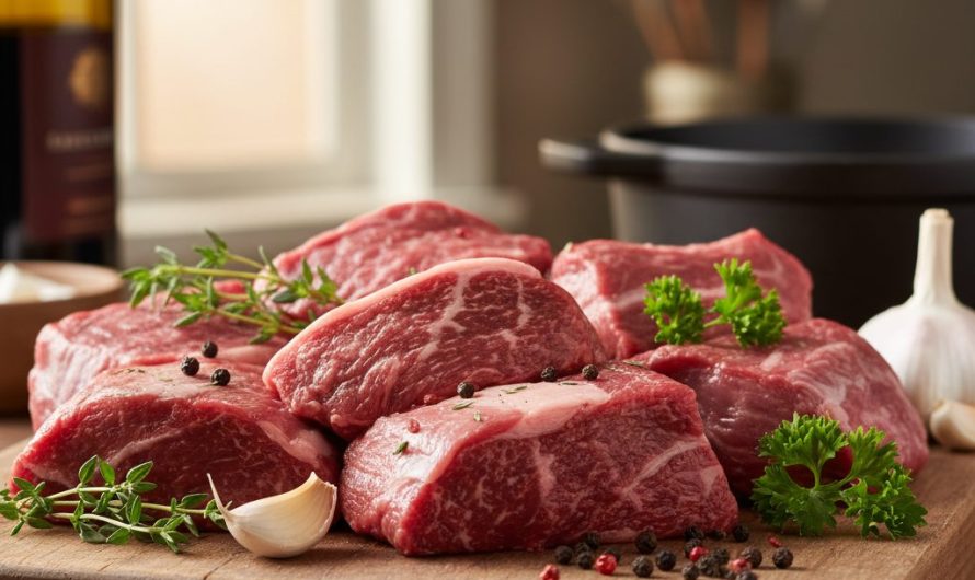 Morceaux de viande pour boeuf bourguignon