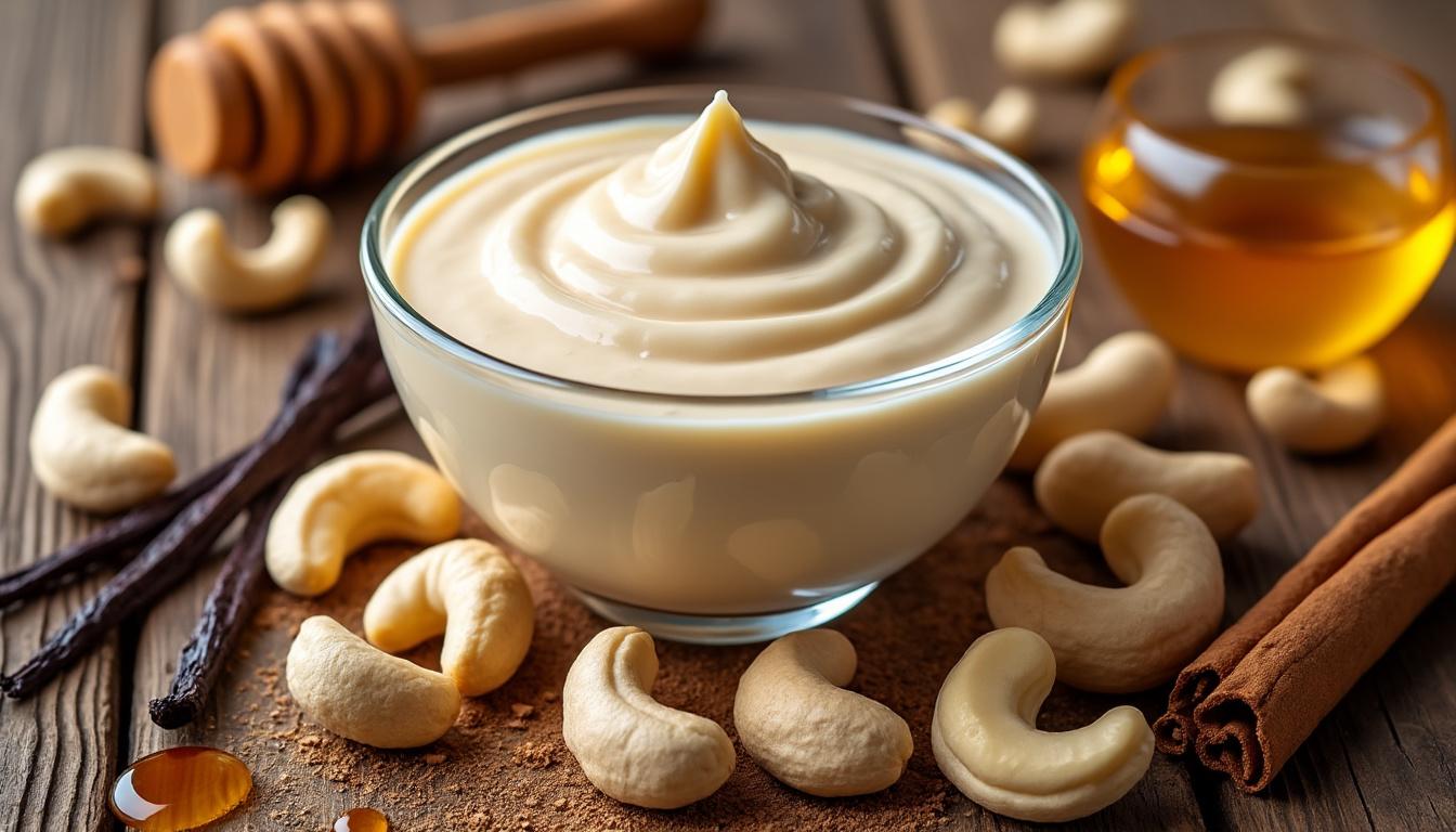 découvrez notre recette gourmande de crème sucrée à la noix de cajou, une douceur onctueuse et savoureuse pour vos desserts et encas.