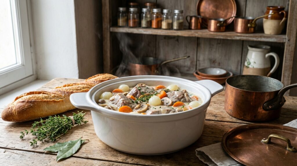 découvrez la recette traditionnelle de la blanquette de veau à l'ancienne, un plat français savoureux et réconfortant, parfait pour un repas convivial en famille.