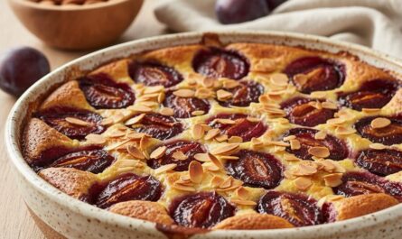 découvrez notre recette facile et gourmande de clafoutis aux prunes et amandes, un dessert moelleux parfait pour toutes les occasions.