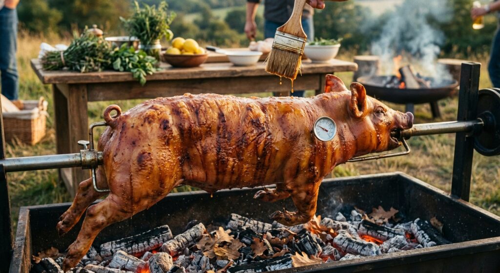 découvrez notre recette savoureuse de cochon de lait à la broche, idéale pour régaler vos invités lors des grands événements et célébrations.