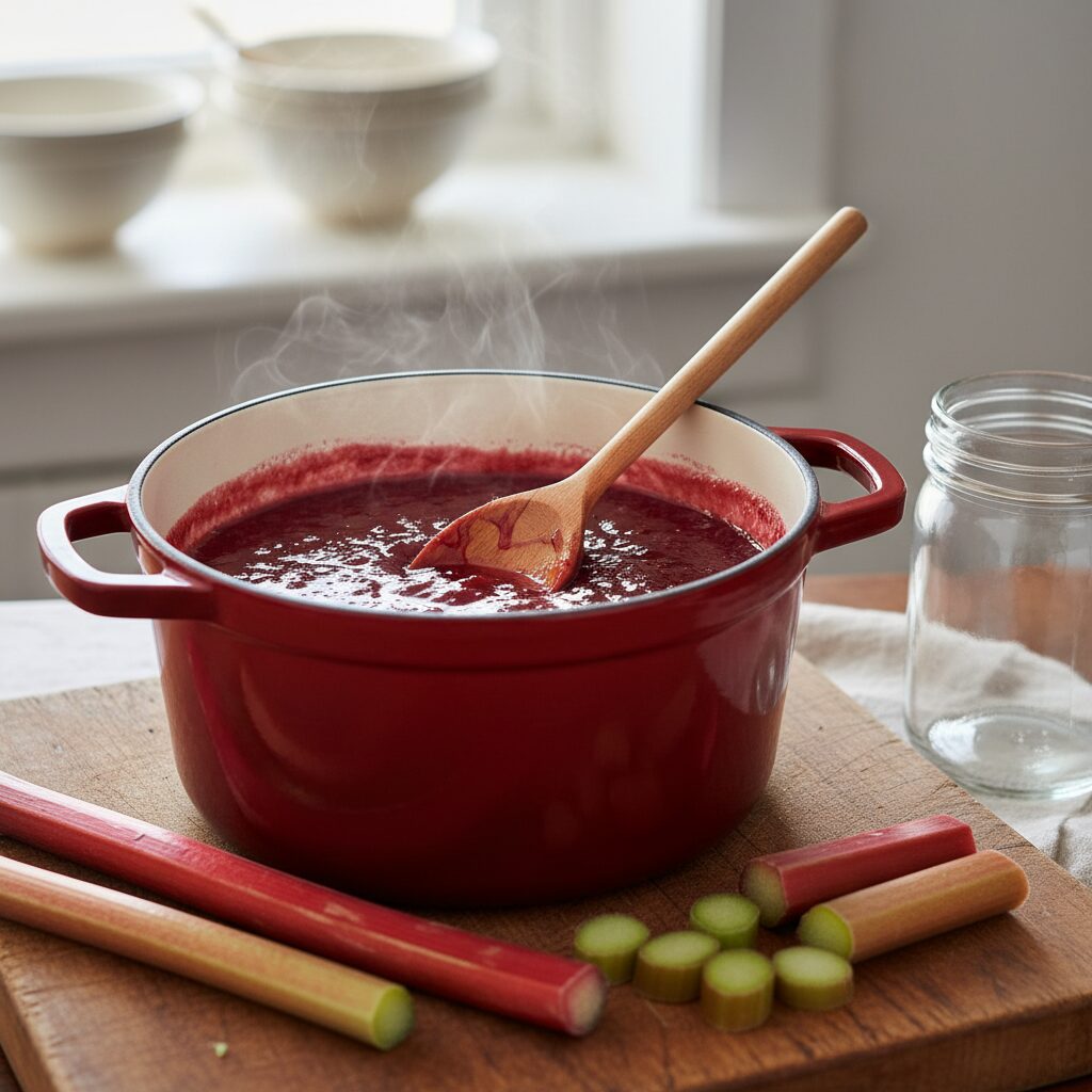 découvrez notre recette simple et rapide pour préparer une délicieuse confiture de rhubarbe maison. facile à réaliser, elle éveillera vos papilles et accompagnera parfaitement vos petits déjeuners.