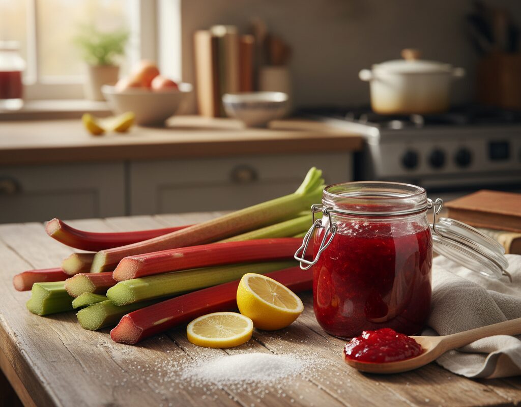 découvrez une recette simple et rapide pour préparer une délicieuse confiture de rhubarbe maison. parfaite pour sublimer vos petits-déjeuners et goûters.