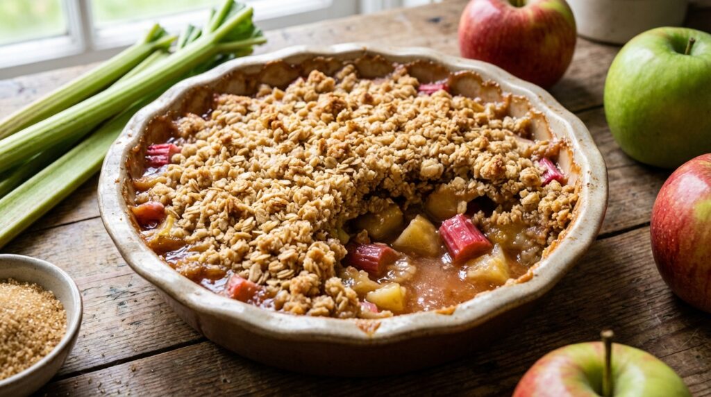 découvrez notre recette facile de crumble pomme rhubarbe, un dessert croustillant et acidulé parfait pour toutes les occasions.