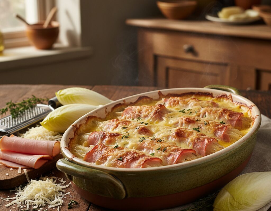 découvrez notre recette facile d'endives gratinées au jambon, un plat savoureux et sans amertume à partager en famille.