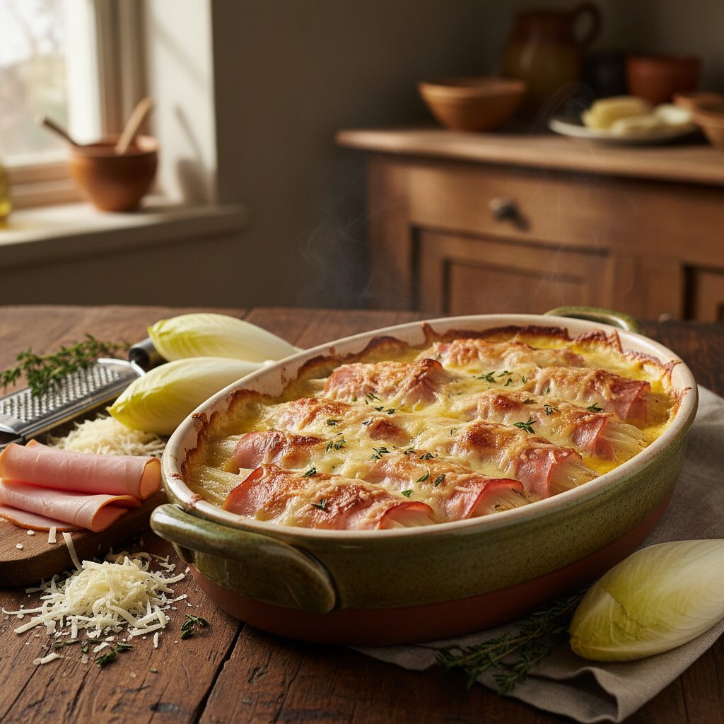 découvrez notre recette facile d'endives gratinées au jambon, un plat savoureux et sans amertume à partager en famille.