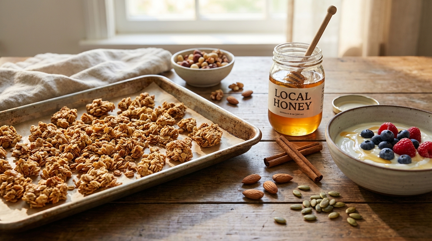 découvrez notre recette de granola maison, croustillant et sain, parfait pour un petit-déjeuner énergétique et gourmand. facile à préparer, il ravira toute la famille !