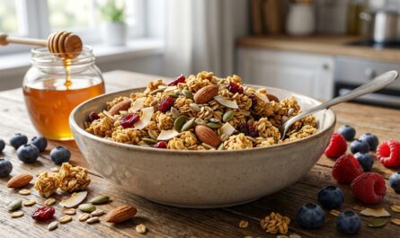 découvrez une recette de granola maison croustillant et sain, parfaite pour un petit-déjeuner équilibré et gourmand. facile à préparer et délicieux !