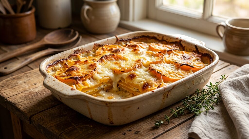 découvrez notre recette facile de gratin de courge, un plat réconfortant et savoureux, parfaitement gratiné au fromage pour un délicieux repas d'automne.