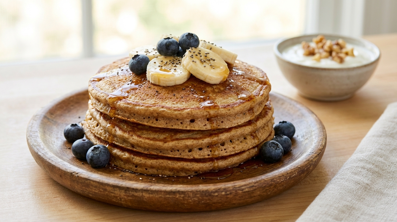 découvrez notre recette de pancakes healthy moelleux, pour un petit-déjeuner gourmand et léger, plaisir sans culpabilité assuré !