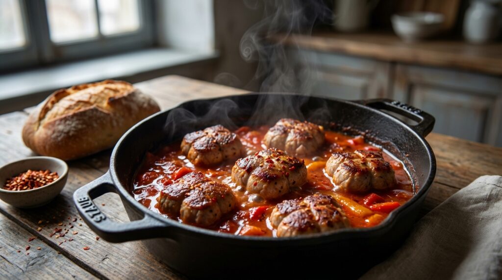 découvrez la recette traditionnelle des paupiettes de porc façon basquaise, mijotées dans une savoureuse sauce tomate aux poivrons pour un plat plein de caractère et de gourmandise.