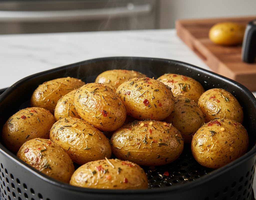 découvrez la recette facile et rapide des pommes de terre grenailles croustillantes à l'airfryer, parfaites pour un accompagnement savoureux en un rien de temps.