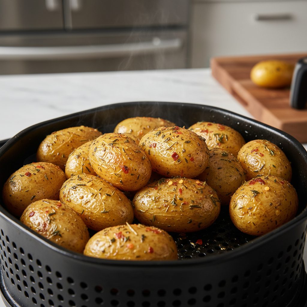 découvrez la recette facile et rapide des pommes de terre grenailles croustillantes à l'airfryer, parfaites pour un accompagnement savoureux en un rien de temps.