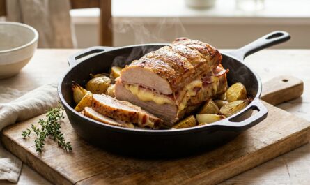 découvrez notre recette savoureuse de rôti orloff, à base de veau ou de porc, agrémenté de bacon croustillant et de fromage fondu pour un plat gourmand et réconfortant.