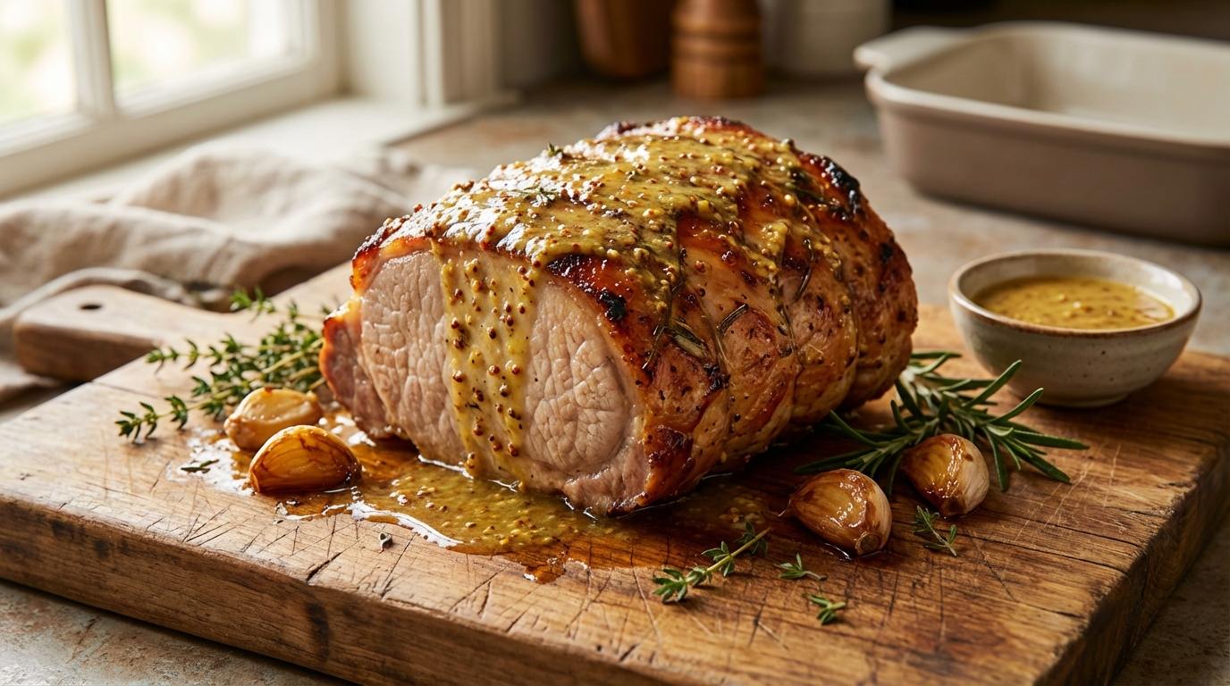 découvrez notre recette de rôti de porc à la moutarde, savoureuse et tendre, pour un plat relevé et parfait à partager en famille.