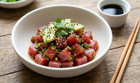 découvrez notre recette de tartare de thon aux saveurs asiatiques, relevée par une délicate alliance de soja et de sésame, pour un plat frais et savoureux.