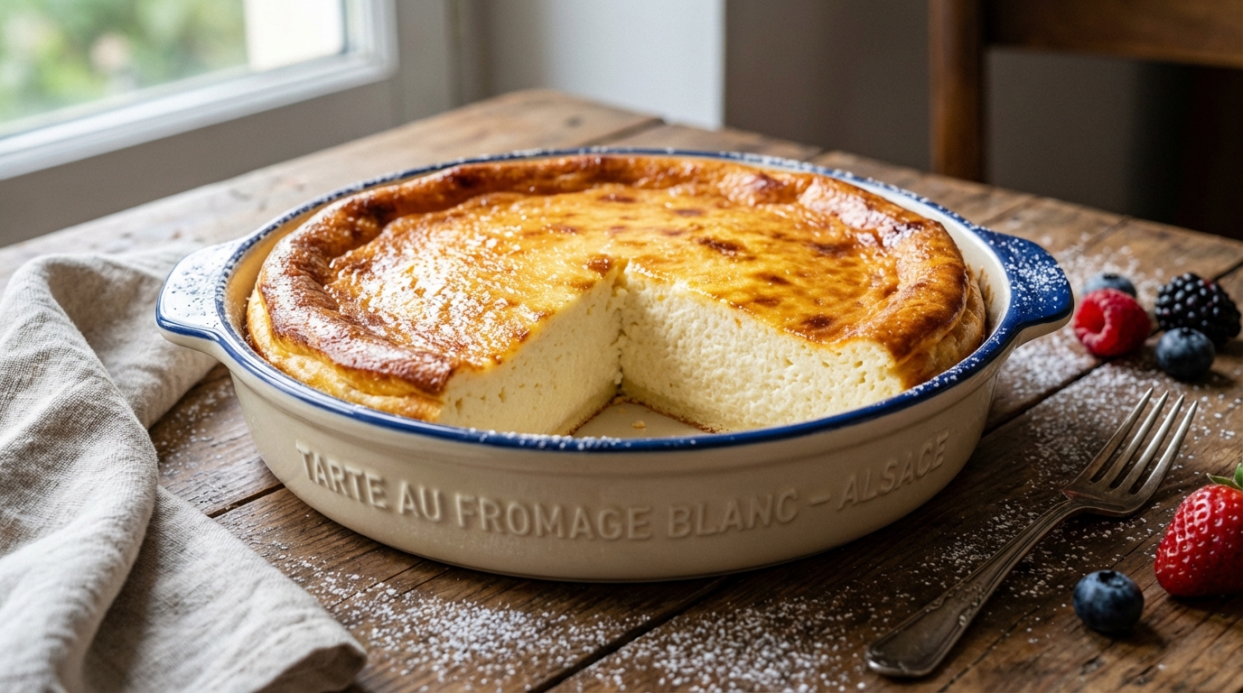 découvrez la recette traditionnelle de la tarte au fromage blanc alsacienne, haute et légère, parfaite pour un dessert gourmand et aérien.