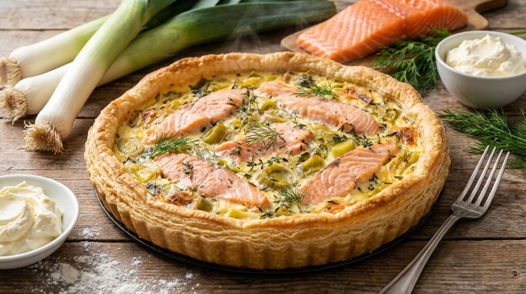 découvrez notre recette facile de tarte au saumon et poireaux, un mariage savoureux et équilibré pour un repas gourmand et raffiné.
