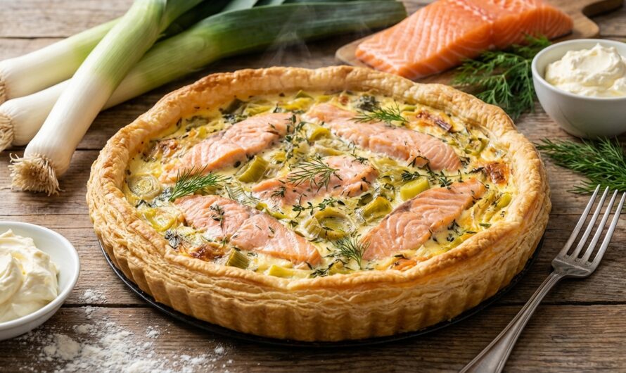 Recette Tarte au saumon et poireaux : l&rsquo;accord parfait