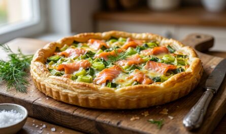 découvrez notre recette facile de tarte aux poireaux et saumon fumé avec une pâte croustillante, idéale pour un repas savoureux et gourmand.