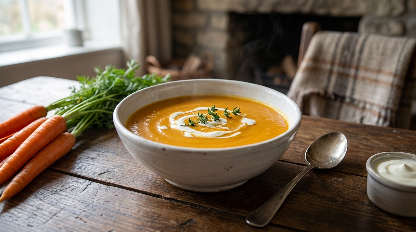 découvrez notre recette facile et savoureuse de velouté de carottes à la crème fraîche, un plat doux et réconfortant parfait pour les journées d'hiver.