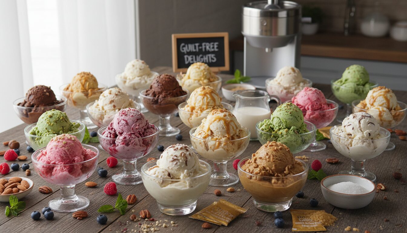 explorez 17 recettes incontournables de glaces keto faciles à réaliser chez vous avec une sorbetière. profitez de desserts savoureux, sains et gourmands, parfaits pour votre régime low carb.