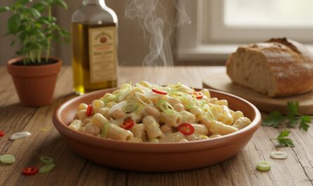 découvrez la recette revisitée de rachel roddy : pasta e fagioli au lait de coco, oignon nouveau, piment et citron, pour un voyage culinaire unique au cœur de rome.
