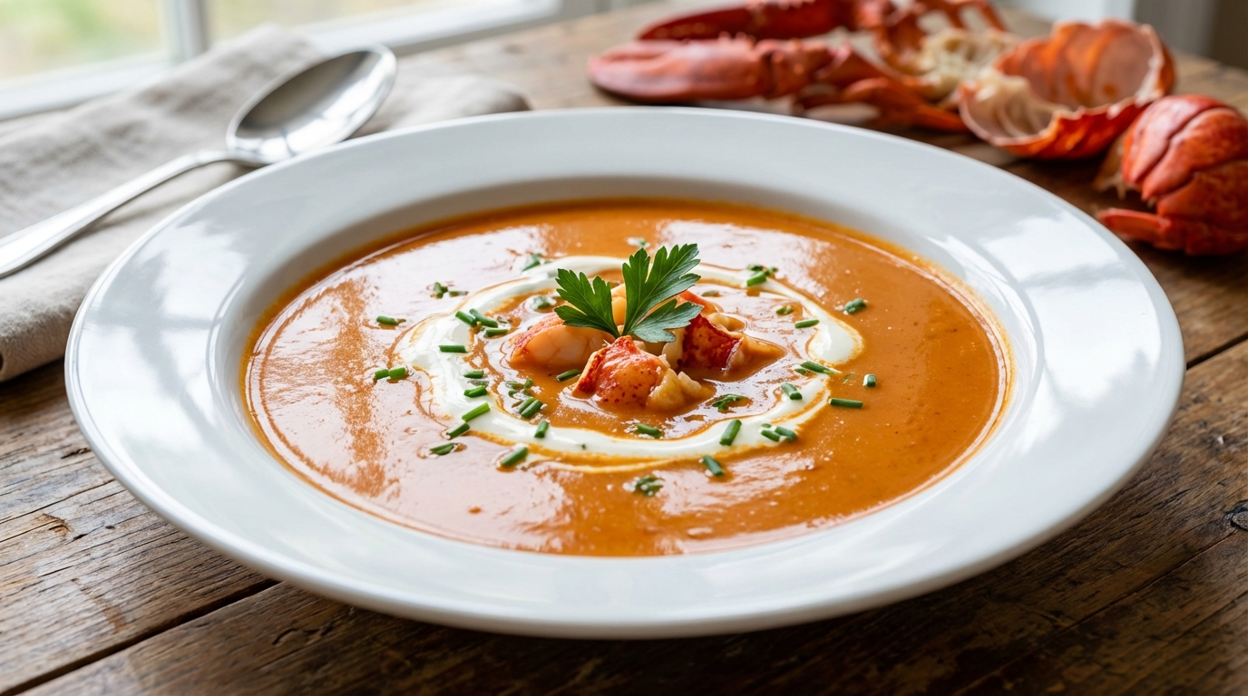 découvrez notre recette de bisque de homard, un potage raffiné et puissant, idéal pour régaler vos papilles avec élégance.