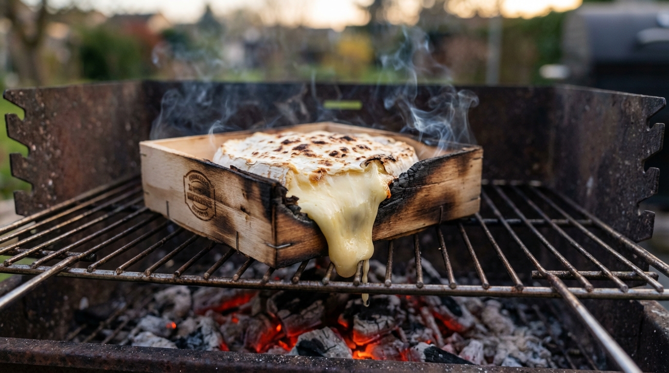 découvrez la recette parfaite du camembert au barbecue, coulant et délicieusement fumé directement dans sa boîte pour un moment gourmand et convivial.