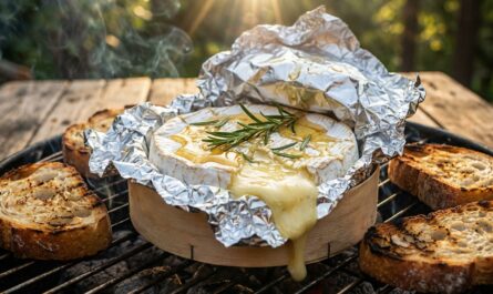 découvrez notre recette de camembert au barbecue, délicieusement coulant et délicatement fumé, préparé directement dans sa boîte pour un plaisir gourmand et facile.