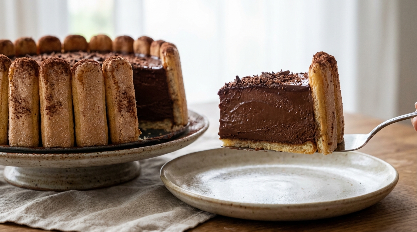 découvrez notre recette de charlotte au chocolat alliant une mousse intense et des biscuits cuillère délicats pour un dessert gourmand et raffiné.