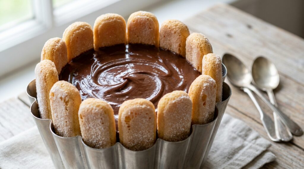 découvrez notre recette facile de charlotte au chocolat avec une mousse intense et des biscuits cuillère légers pour un dessert gourmand et élégant.