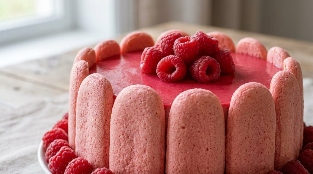 découvrez notre recette facile de charlotte aux framboises avec une mousse légère et des biscuits roses, parfaite pour un dessert frais et gourmand.