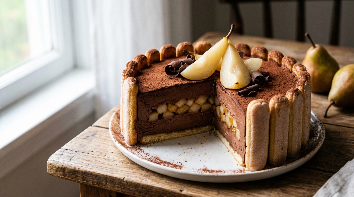 découvrez notre recette de charlotte poire et chocolat, une délicieuse alliance de fraîcheur et de gourmandise parfaite pour toutes les occasions.