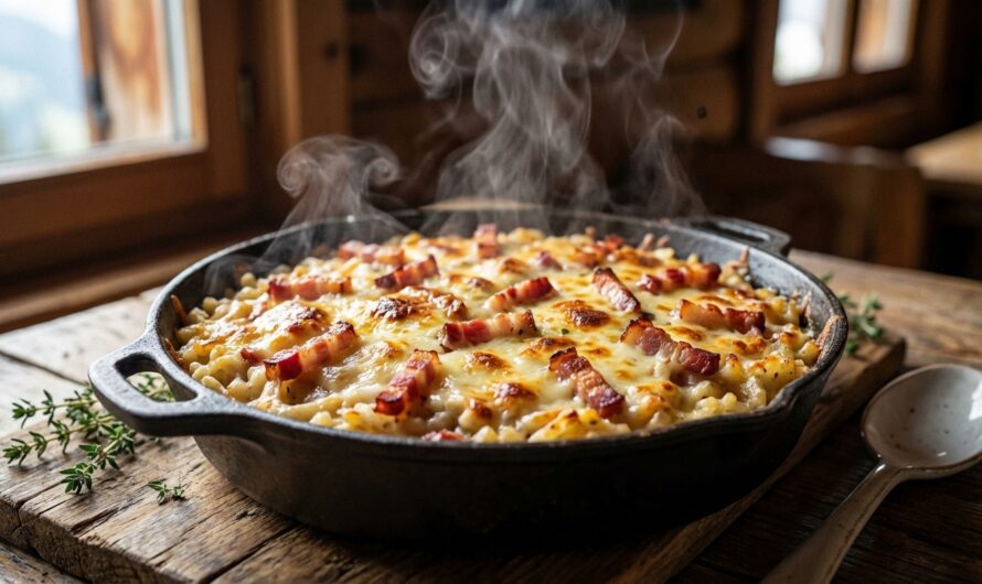 Recette Gratin de Crozets de Savoie : fromage et lardons