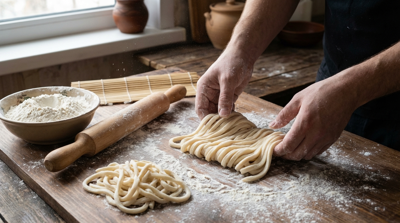 découvrez notre recette facile pour préparer des nouilles udon maison authentiques, des pâtes japonaises épaisses à savourer en famille ou entre amis.