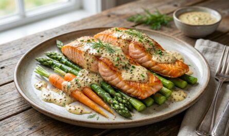 découvrez notre recette de pavés de saumon à la sauce moutarde, un plat savoureux et équilibré, relevé juste ce qu'il faut pour ravir vos papilles.