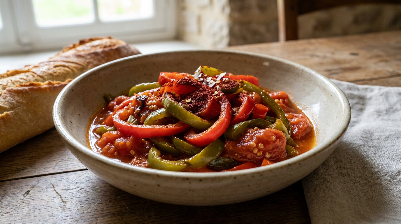 découvrez la recette authentique de la piperade basquaise, un mélange savoureux de poivrons, tomates et piment d'espelette, parfait pour un plat coloré et épicé.