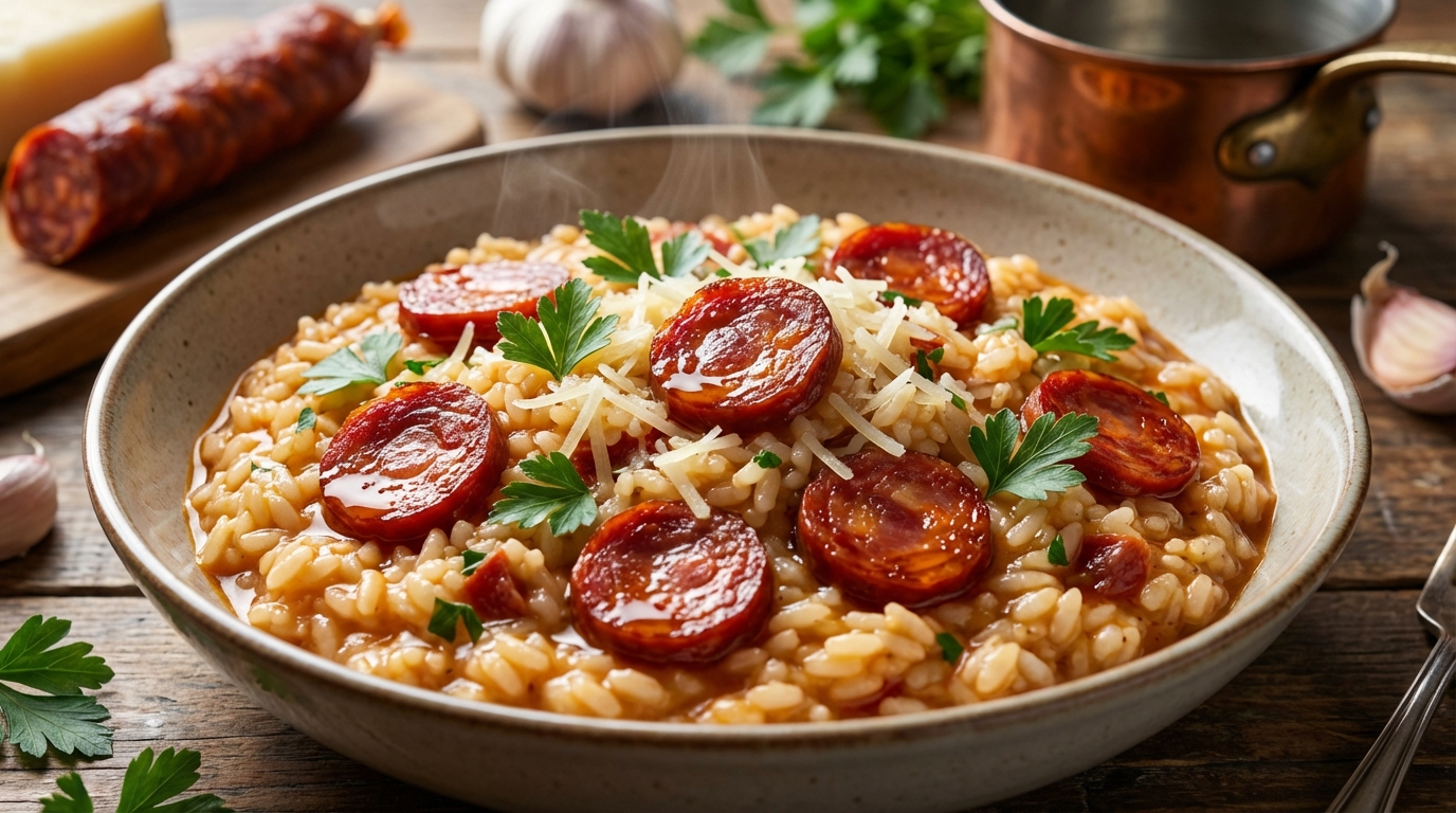 découvrez notre recette facile de risotto au chorizo, un délicieux mélange de saveurs espagnoles et italiennes pour un plat riche et savoureux.