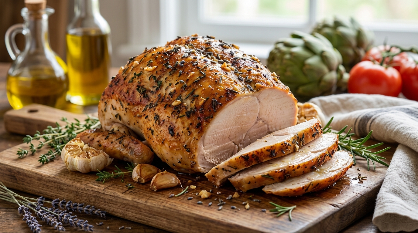 découvrez notre recette savoureuse de rôti de dinde à l'ail et aux herbes, inspirée des saveurs authentiques de provence, pour un plat gourmand et parfumé.