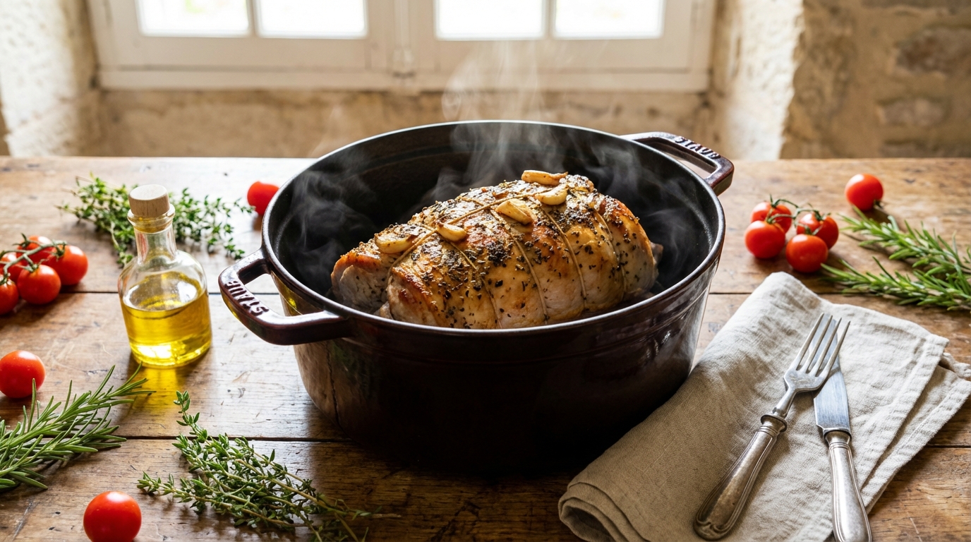 découvrez notre recette savoureuse de rôti de dinde à l'ail et aux herbes, inspirée des saveurs authentiques de provence pour un repas gourmand et parfumé.