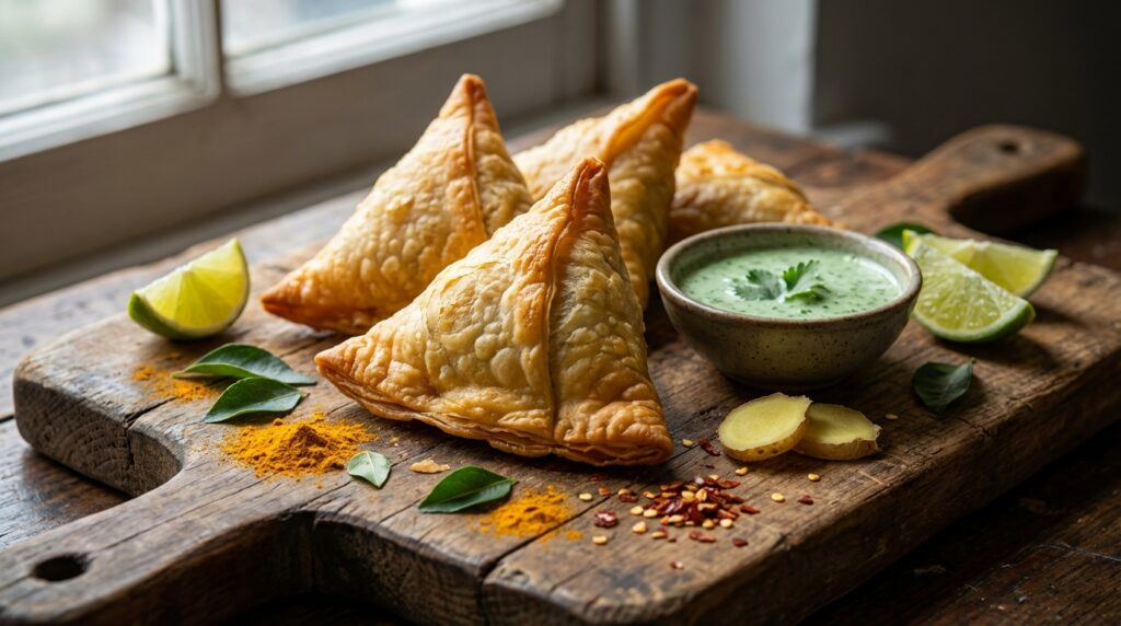 découvrez la recette des samoussas au poulet, un apéritif réunionnais croustillant et savoureux, parfait pour vos soirées conviviales.