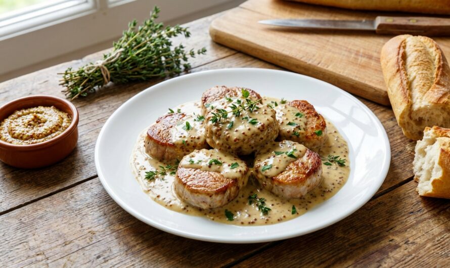 Recette Sauté de porc moutarde à l&rsquo;ancienne : sauce onctueuse